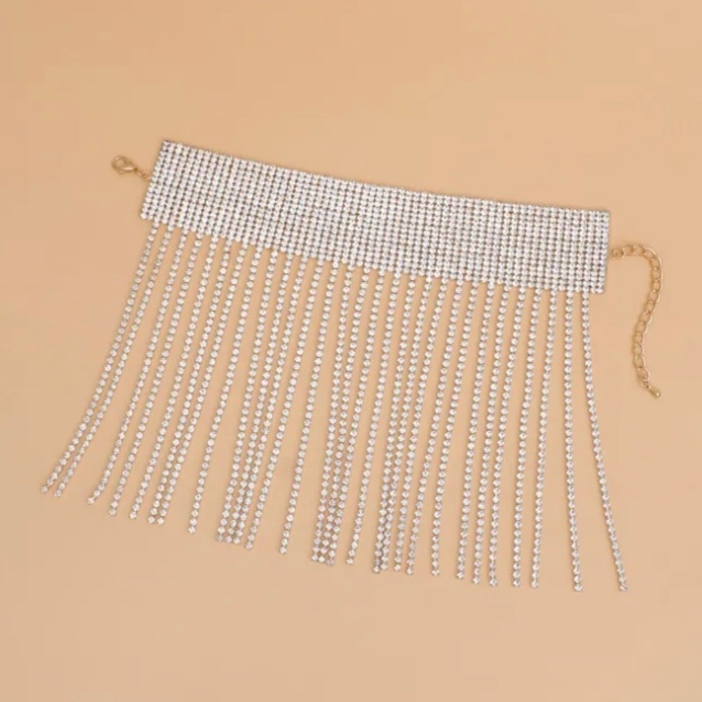 Gold Rhinestone Fringe Anklet - Picture 3 of 3